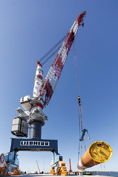 Monopiles for new wind farm in the Baltic Sea